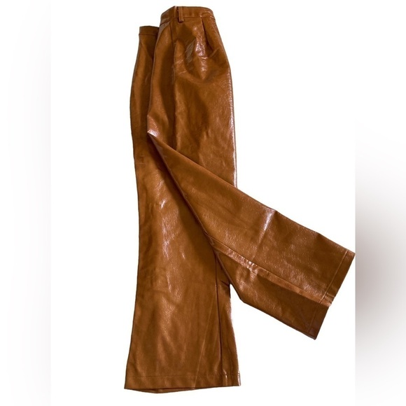 COTTON ON Faux Leather Straight Leg Pants Size 10 Autumn Brown High Waisted - Picture 2 of 9